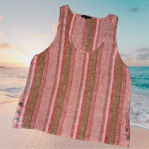 Drew tank top blouse striped linen blend scoop neck spring summer comfy